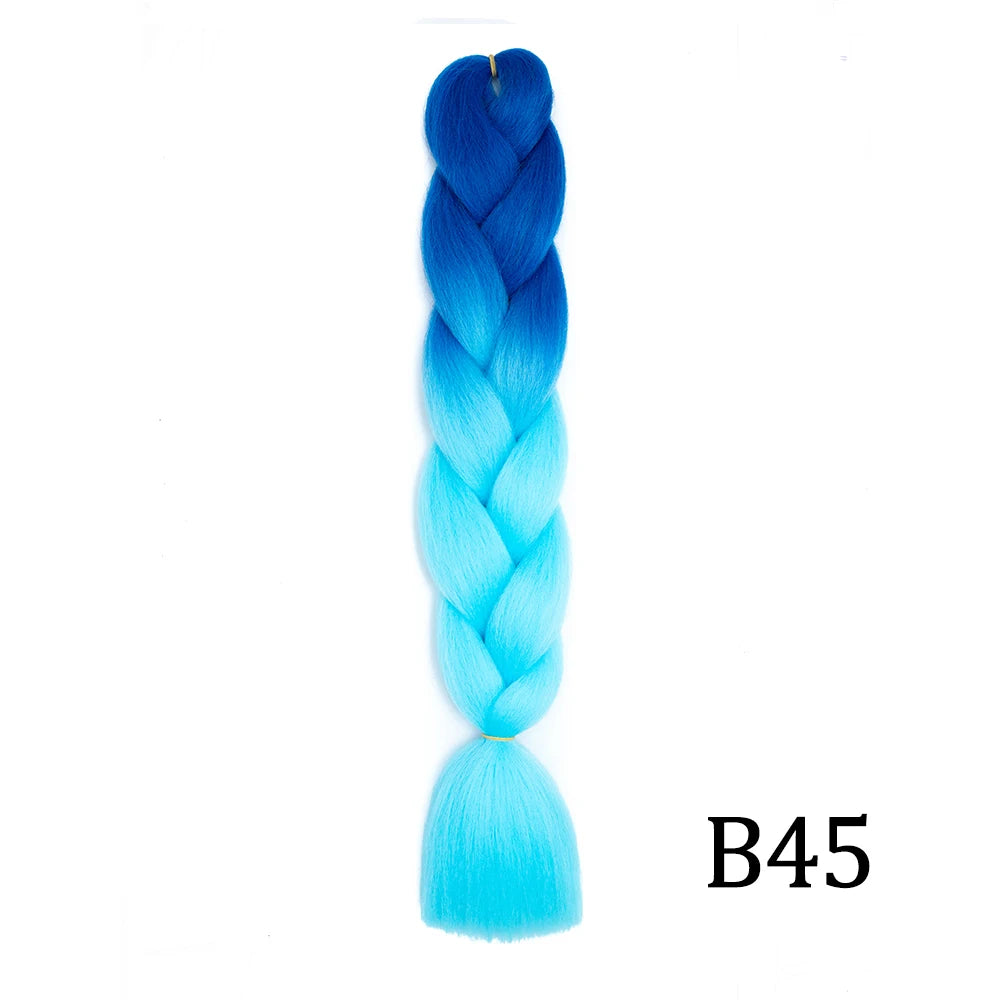 Synthetic 24Inch Long Jumbo Braids Extensions Yaki Straight Braiding Hair Afro Ombre Color Hair