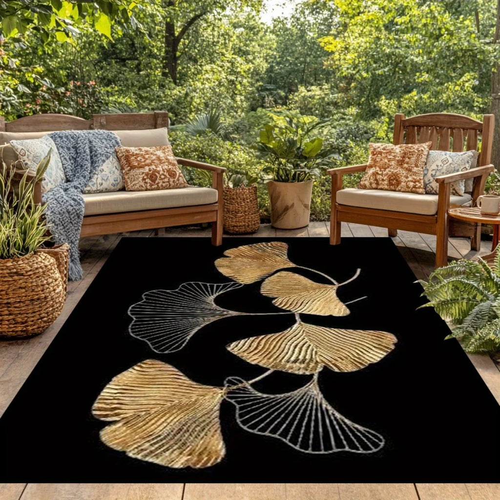 Flannel Printed Ginkgo Leaf Rug