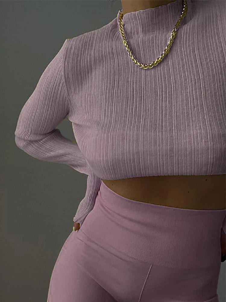 See Through Long Sleeve Mock Neck Top