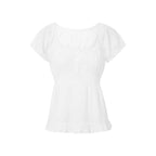 Puff Short Sleeve Square Neck Ruffle Shirt