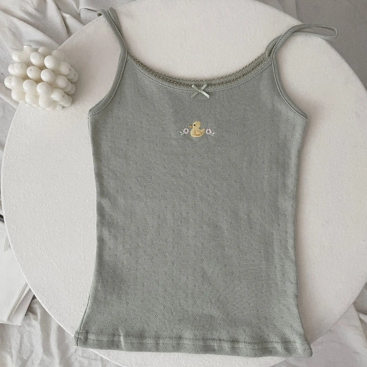 Floral Eyelet Bow Crop Top