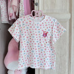 Blusa Estampada Kawaii Sweet Lolita para Mujer Manga con Volantes Encaje Camiseta con Ribete de Lazo Decoración Personaje de Dibujos Animados Estampado Integral Top Lindo