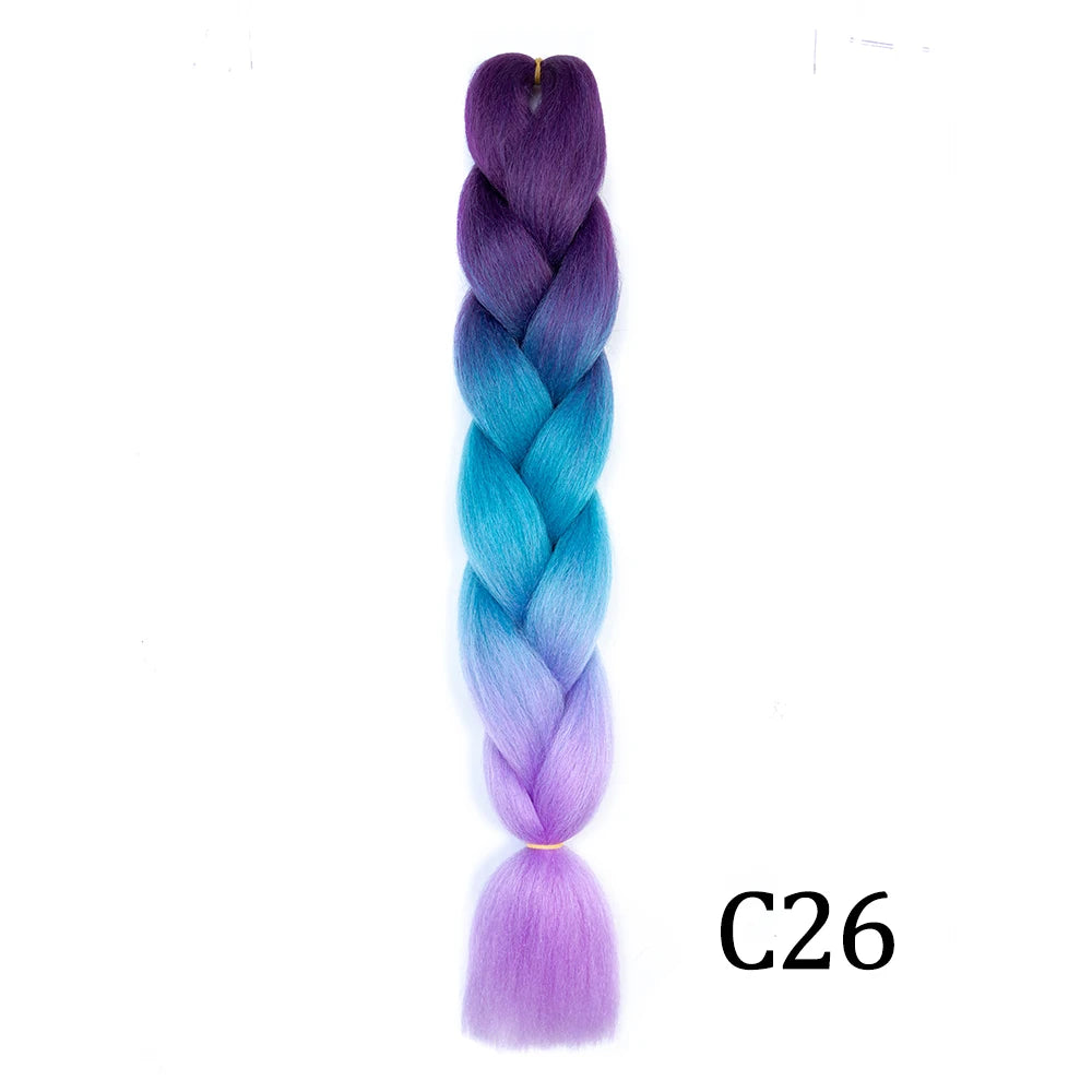 Synthetic 24Inch Long Jumbo Braids Extensions Yaki Straight Braiding Hair Afro Ombre Color Hair
