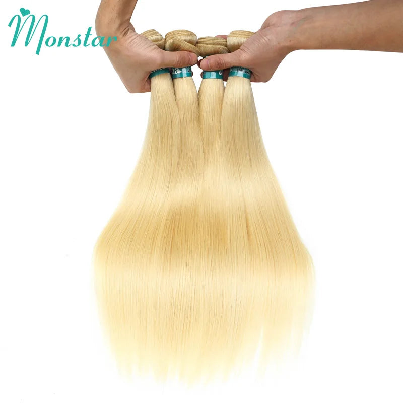 1/3/4 Blonde 613 Weave Remy Brazilian Hair Bundles Straight Human Hair Bundles 28 30 32 34 36 38 40 inch Hair Extension