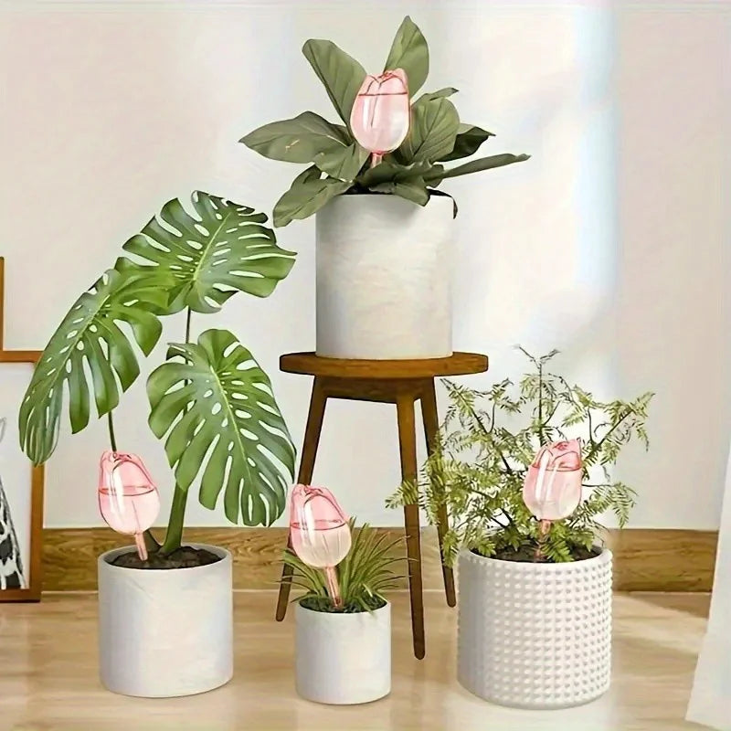 1/3/6/12pcs Automatic Plant Watering Tulip Shape Flower Plant Water Dripper