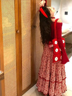 Strawberry Ruffles Plaid Long Skirt