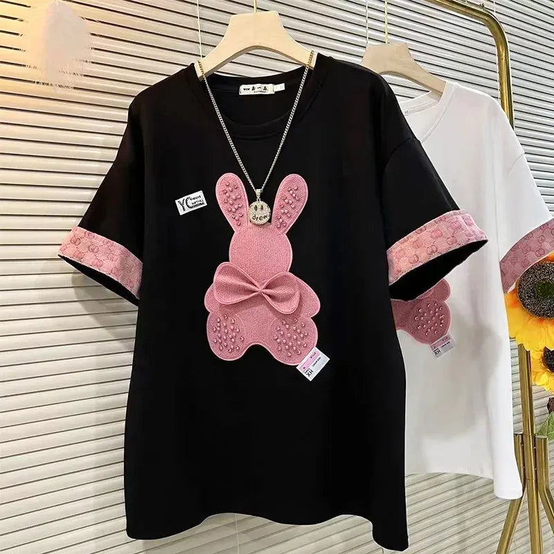 Loose Fit Pearl Bunny Graphic Tee
