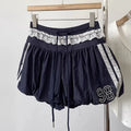 Drawstring Lace Patchwork Bud Shorts