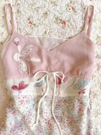 Top sin mangas con tirantes, floral y dulce