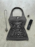 Top Corto con Estampado de Leopardo y Efecto de Doble Capa