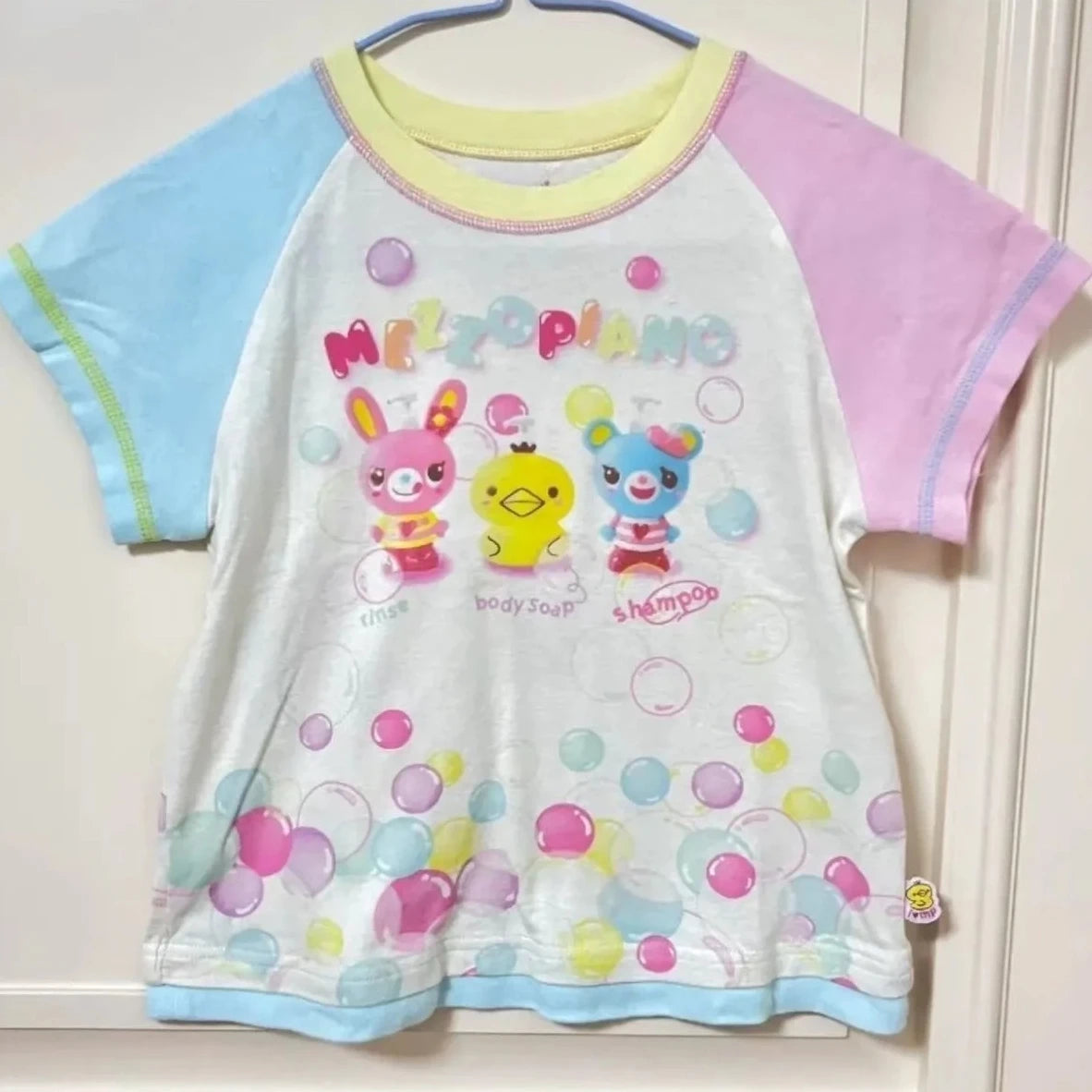Blusa Estampada Kawaii Sweet Lolita para Mujer Manga con Volantes Encaje Camiseta con Ribete de Lazo Decoración Personaje de Dibujos Animados Estampado Integral Top Lindo