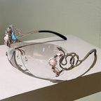Rimless Sunglasses with Rhinestones