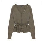 Top de punto para principios de primavera 25S Ajustado Escote en V holgado Dobladillo con abertura Diseño con tirantes Ajustado Top de punto