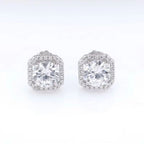 Real Moissanite Square Stud Earrings