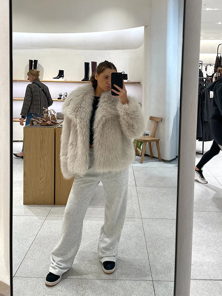 Solid Faux Fur Coat