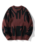 Irregular Jacquard Pattern Pullover Sweater