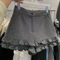 Lace oversized woolen shorts