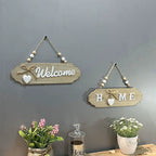 Bow Decorated Natural Wooden Welcome Home Plaque Suitable Farmhouse Front Door Entryway Indoor Wall Ornament Home Decoration