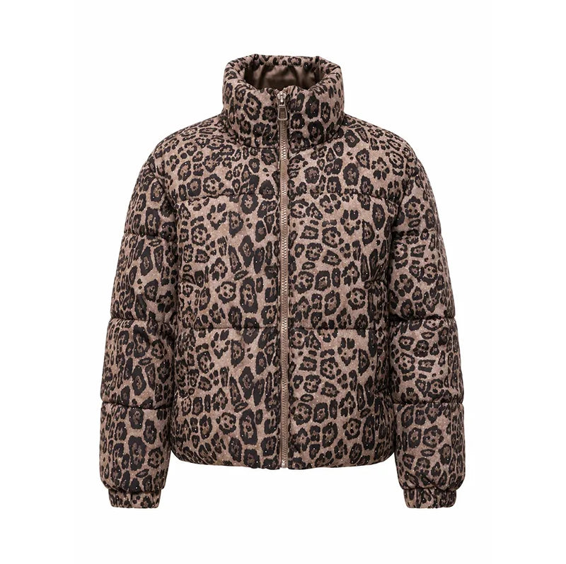 Leopard Print Hooded Cotton Padded Jacket