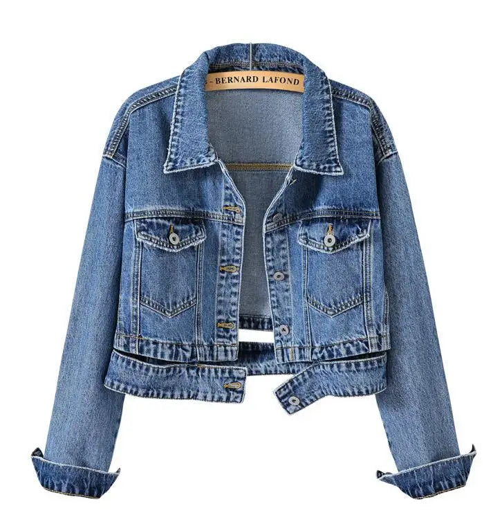 Pantalones Cortos Vaqueros Azules de Mujer 2026, Chaqueta Vaquera, Abrigo Casual de Moda, Abrigo Largo de Mujer de Solapa Negra Abotonado de Manga Larga S-XXXL