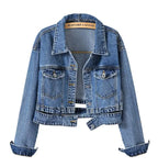 Pantalones Cortos Vaqueros Azules de Mujer 2026, Chaqueta Vaquera, Abrigo Casual de Moda, Abrigo Largo de Mujer de Solapa Negra Abotonado de Manga Larga S-XXXL