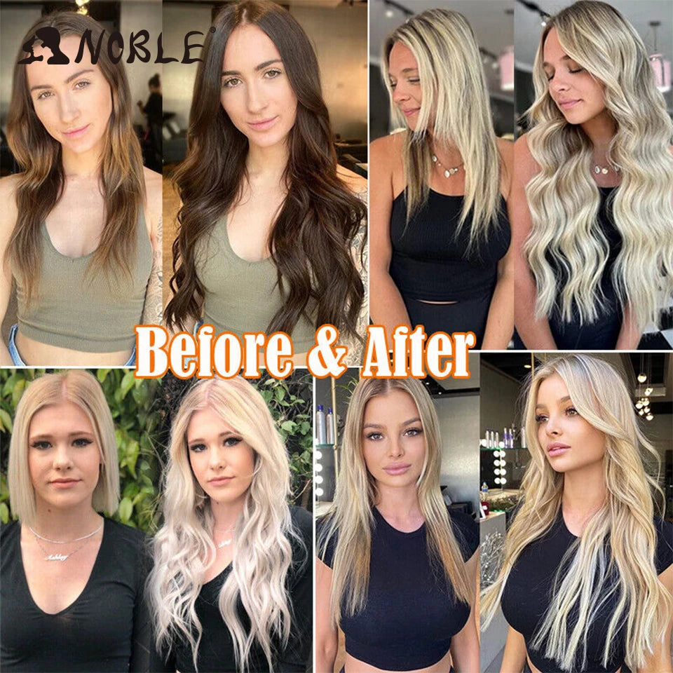 Synthetic Clip Hair Extensions 4Pcs/Set 24 Inch Long Straight Ombre 8 Clips In Hair Extensions For Women Hair Piece