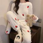 O-Neck Pullover Top + Plaid Loose Elastic Waist Pants Set