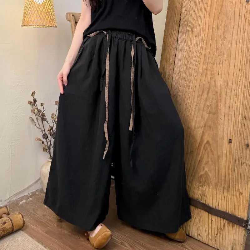 Elastic Waist Loose Casual Trousers