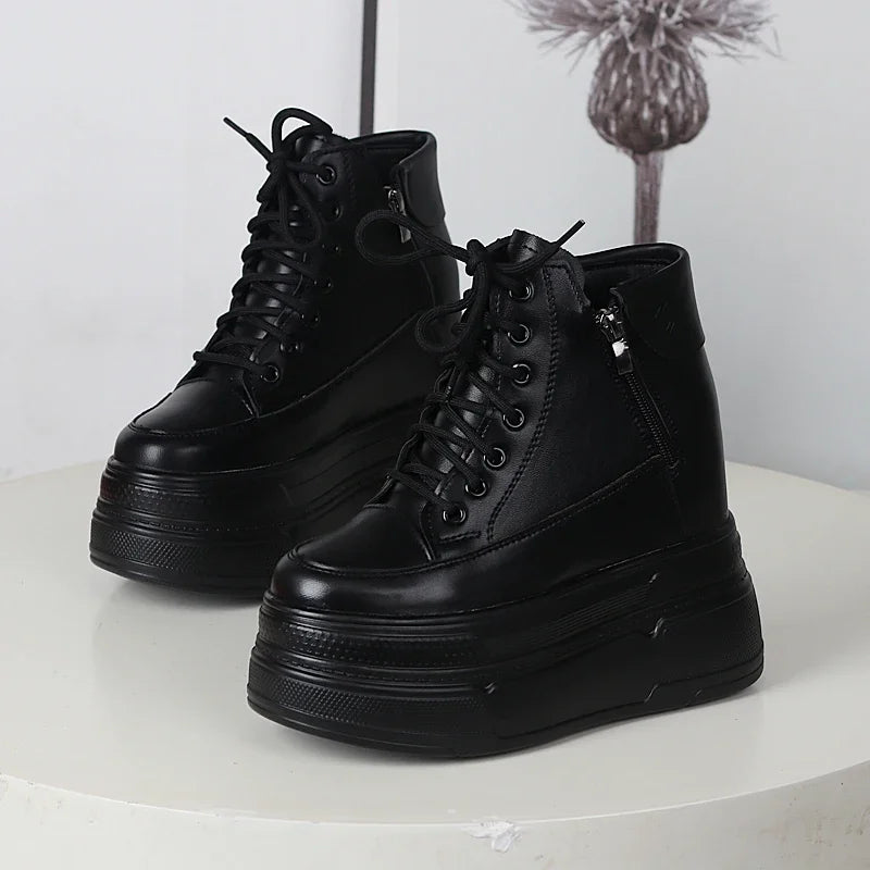 13CM Microfiber Genuine Leather Chunky Sneaker