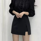 Irregular Side Slits High Waist A Line Shorts Skirt