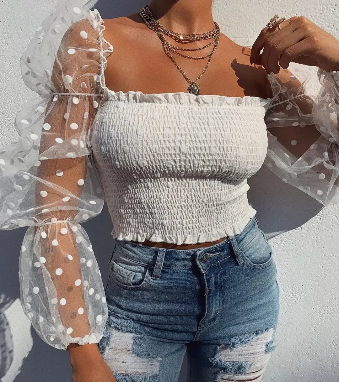 Mesh Sheer Blouse