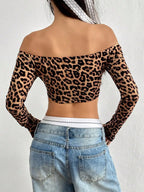 Leopard Print Slim Short Top