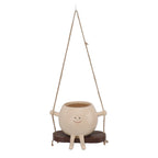 Swing Smile Face Flower Pot Resin Hanging Planter With Rope