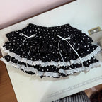 Falda de Volantes Escalona y Encaje con Lunares