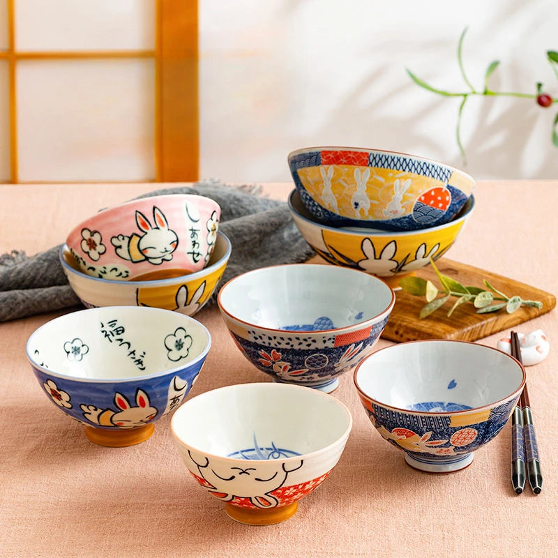 Japanese Cartoon Rabbit Ceramic Bowl