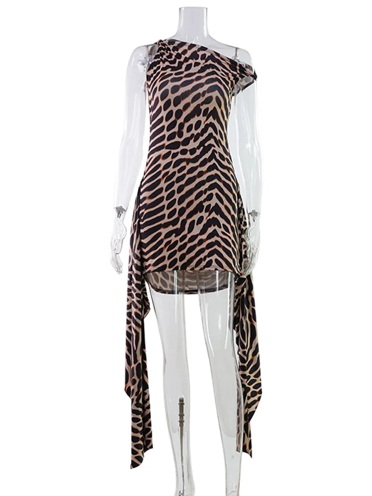Vestido Estampado con Escote Barco