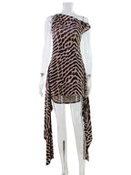 Vestido Estampado con Escote Barco