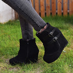 Zip High Heel Suede Wedge Heels