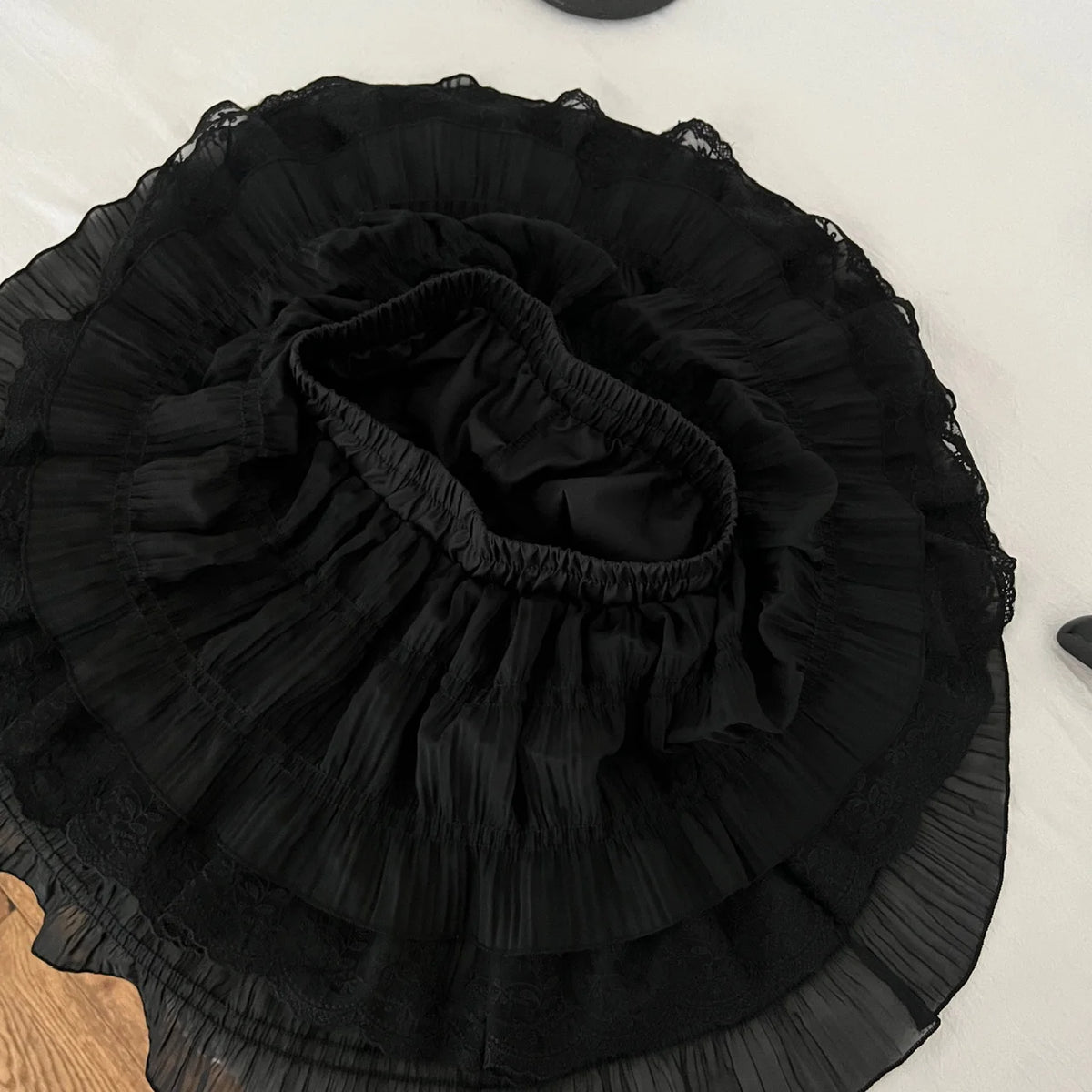 Fake Two-piece Top + Mini Cake Skirt Set