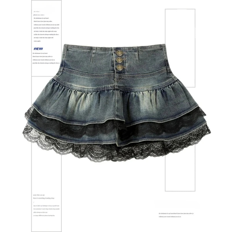 Riveted Belt Denim Skirt