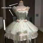 Vestido Lolita Elegante Dulce Estampado de Frutas Kawaii Vestido de Princesa de Manga Corta para Mujer Lindo Lazo Cuello Peter Pan Vestido de Fiesta para Chicas Atrevidas