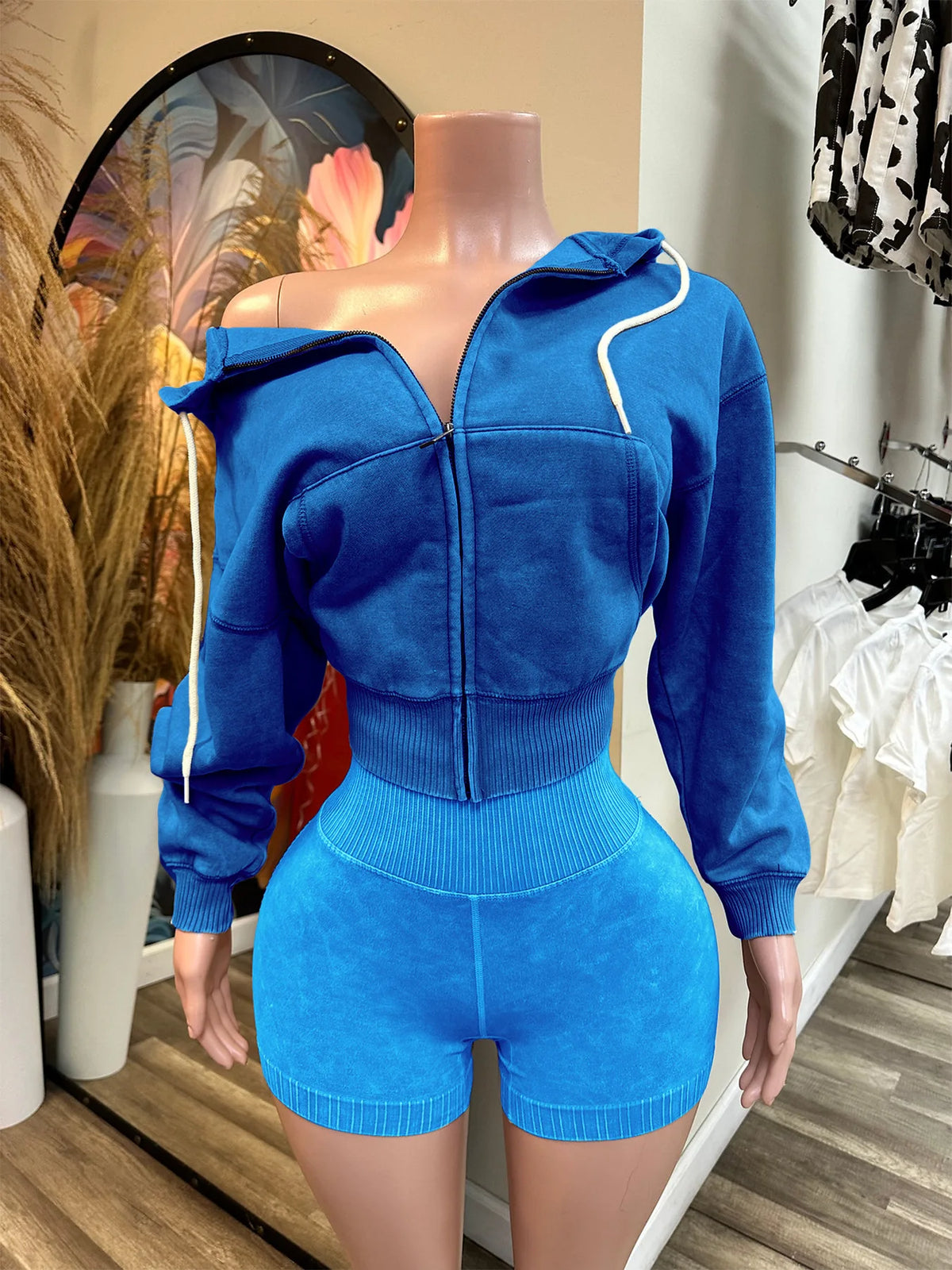 Thick Hooded Sports Shorts Set