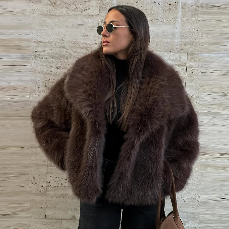 Solid Faux Fur Coat