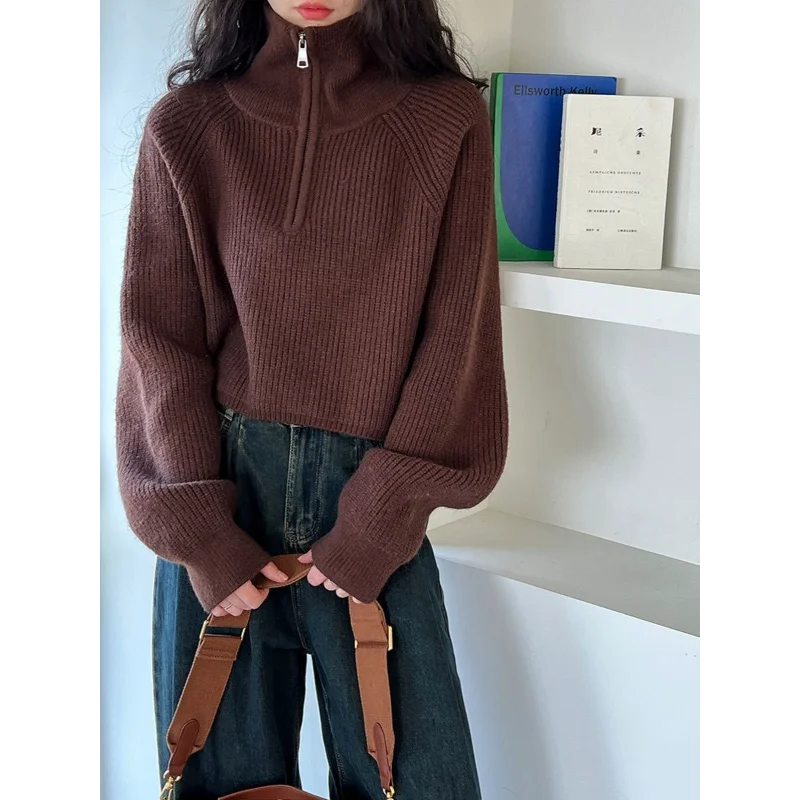 Half Zipper Turtleneck Long Sleeve Sweater