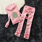 Solid Color Velvet Tracksuit Two-Piece Set