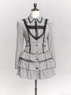 Vestido japonés JK dulce falso de dos piezas Kawaii nuevo con lazo estampado, vestidos Lolita delgados a la moda, trajes vintage Harajuku para mujer, estilo hada