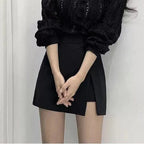 Irregular Side Slits High Waist A Line Shorts Skirt