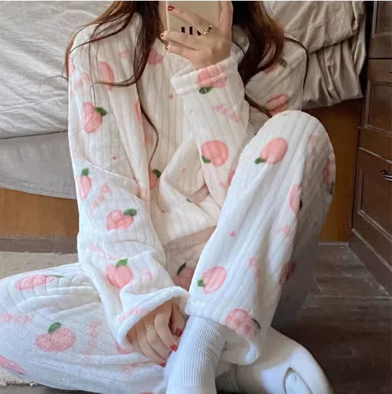 O-Neck Pullover Top + Plaid Loose Elastic Waist Pants Set