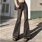 Vaqueros de mujer de cintura alta vintage casual acampanados elásticos ajustados campana pantalones de moda para mujer azul negro gris de mezclilla