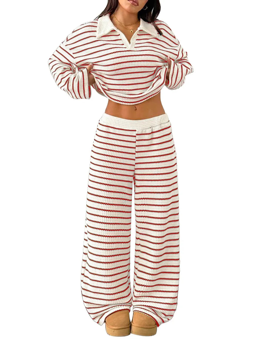 Casual Loose Striped Pants Set